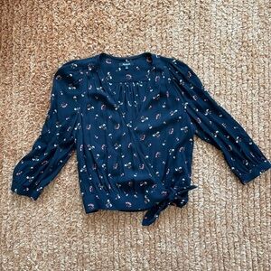 EUC! Madewell Black Floral Wrap Blouse